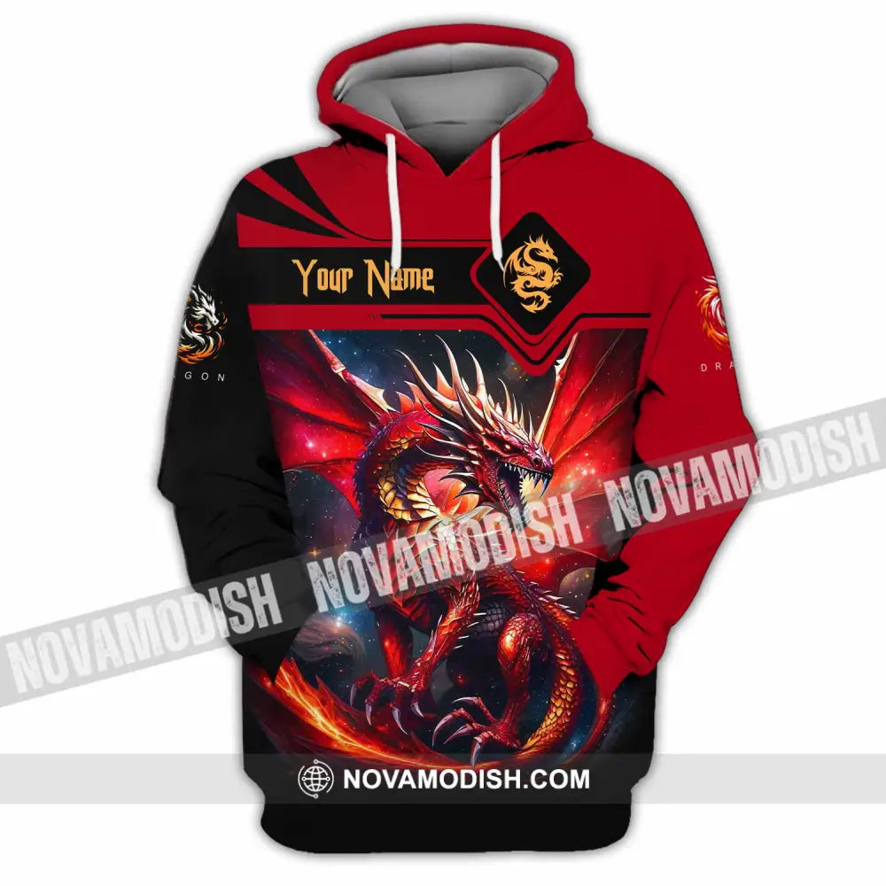 Unisex Shirt - Custom Text Shirt Fire Dragon Shirt Hoodie / S T-shirt