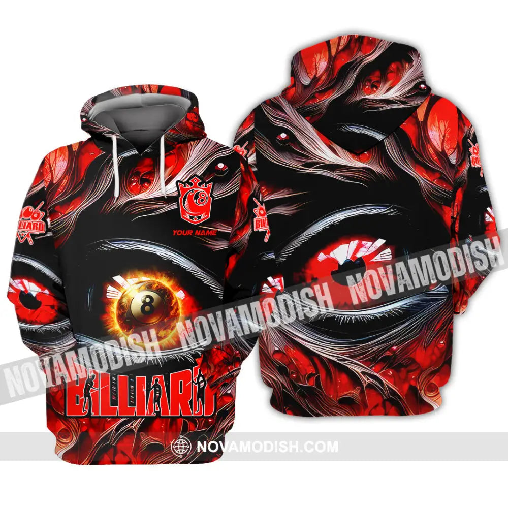 Unisex Shirt - Custom Text Fire Eye Billiard Sport Shirt Hoodie / S T-shirt