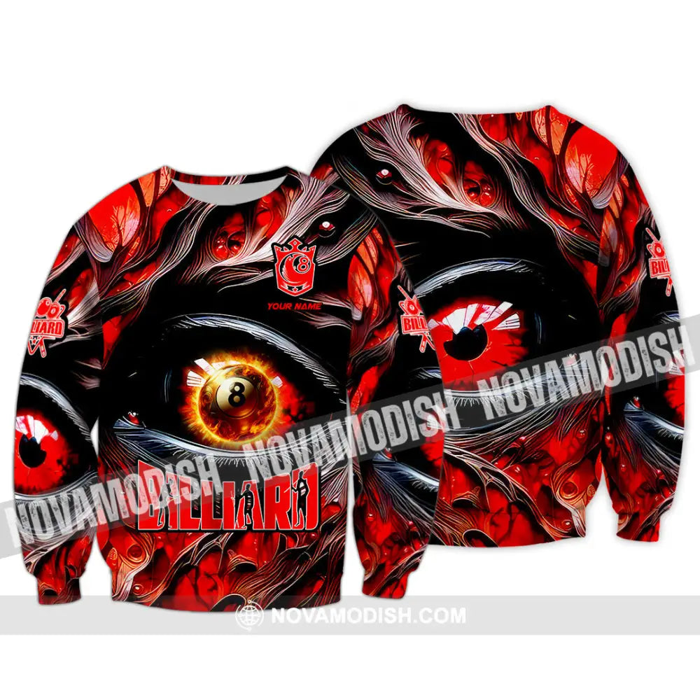 Unisex Shirt - Custom Text Fire Eye Billiard Sport Shirt Long Sleeve / S T-shirt