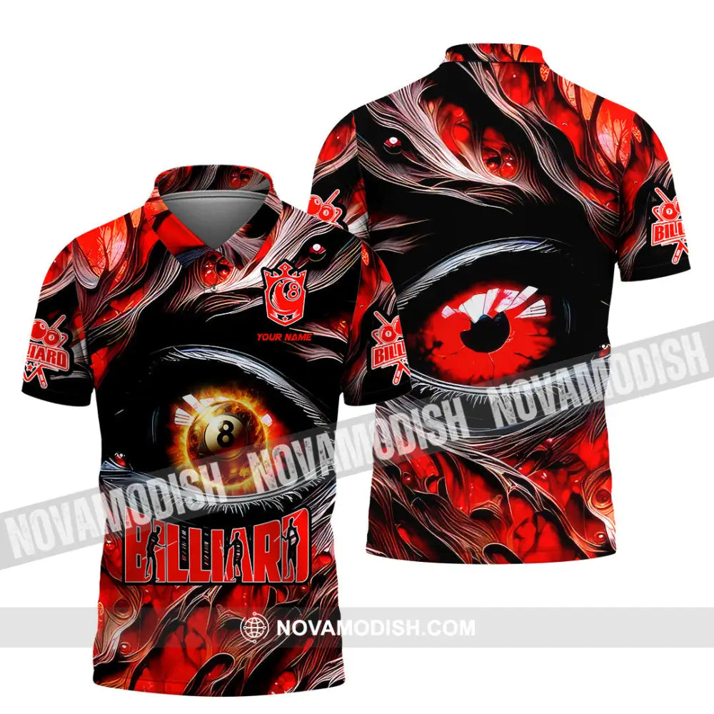 Unisex Shirt - Custom Text Fire Eye Billiard Sport Shirt Polo Shirt / S T-shirt