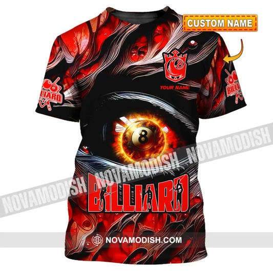 Unisex Shirt - Custom Text Fire Eye Billiard Sport Shirt T-shirt