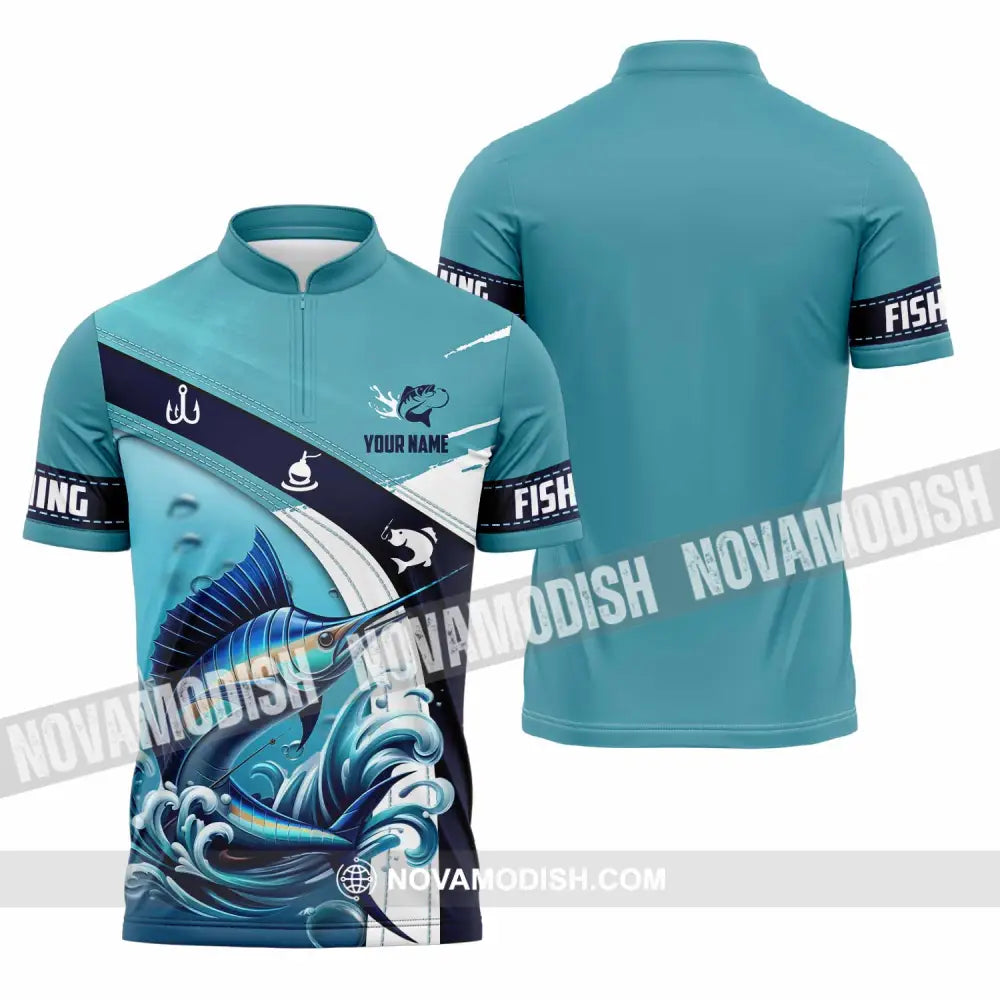 Unisex Shirt - Custom Text Shirt Fishing Lover Zipper Polo Shirt / S T-shirt