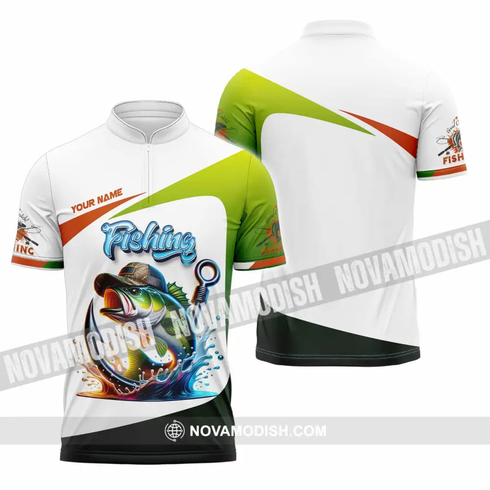 Unisex Shirt - Custom Text Shirt Fishing Lover Zipper Polo Shirt / S T-shirt