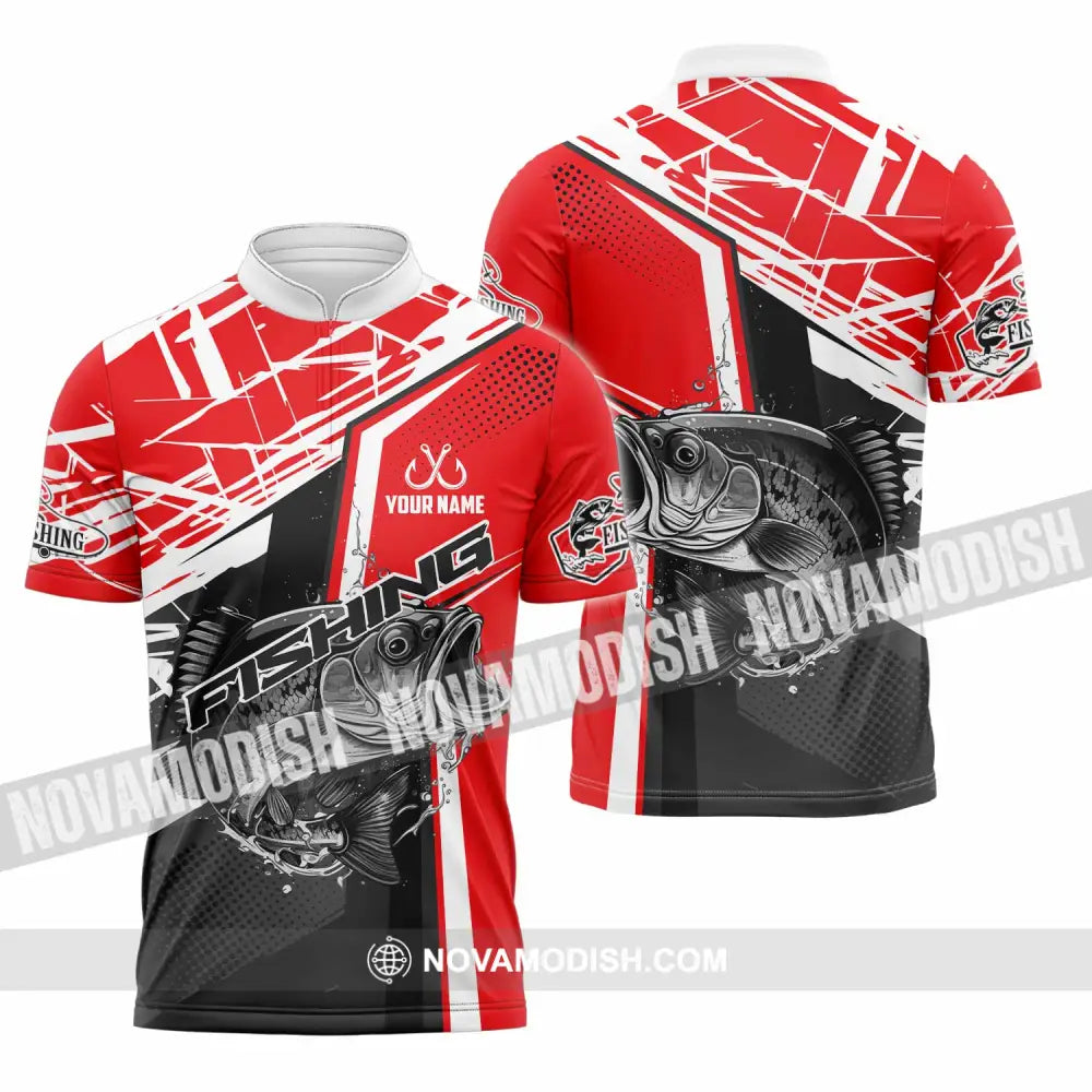 Unisex Shirt - Custom Text Shirt Fishing Shirt Zipper Polo Shirt / S T-shirt