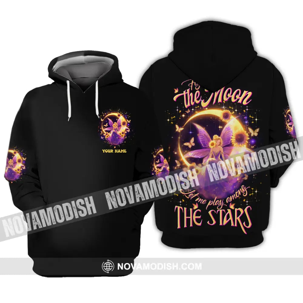Unisex Shirt - Custom Text Shirt Fly To The Moon Let Me Play Among The Stars Hippie Shirt Hoodie / S T-shirt