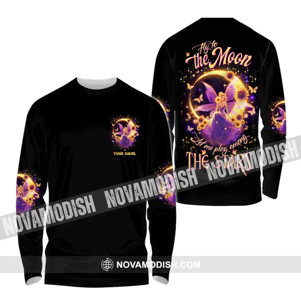 Unisex Shirt - Custom Text Shirt Fly To The Moon Let Me Play Among The Stars Hippie Shirt Long Sleeve Shirt / S T-shirt