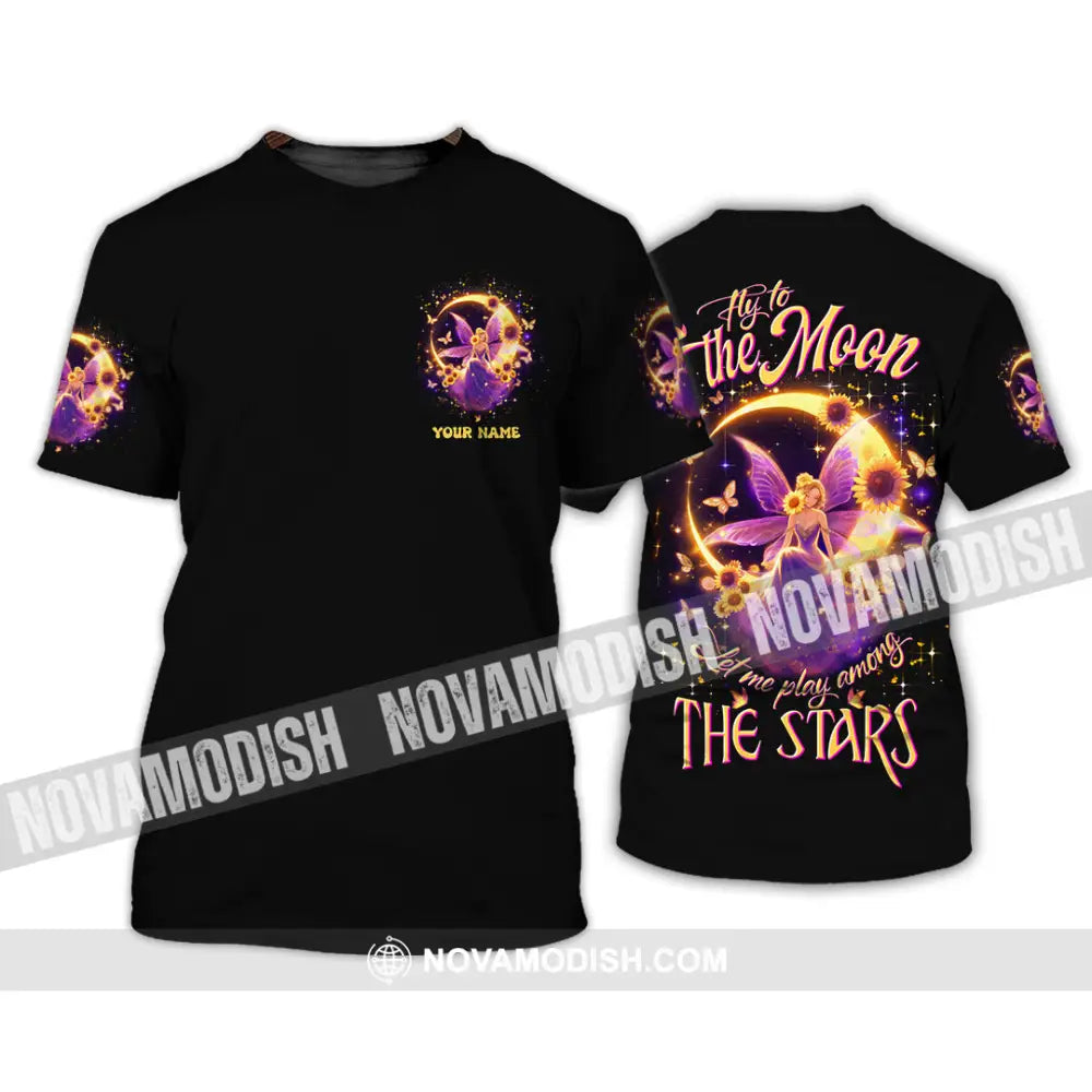 Unisex Shirt - Custom Text Shirt Fly To The Moon Let Me Play Among The Stars Hippie Shirt T-Shirt / S T-shirt