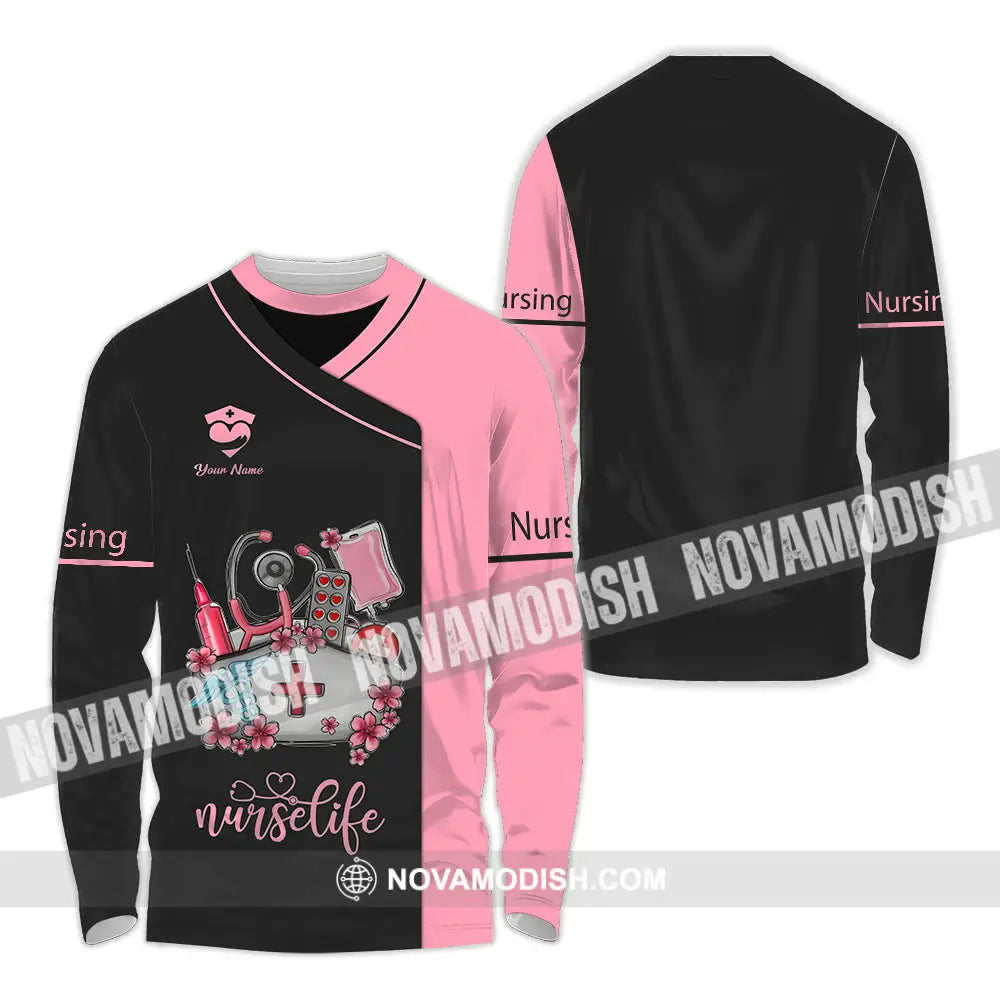 Unisex Shirt - Custom Text Shirt For Nurse Nurselife Nursing Long Sleeve Shirt / S T-shirt