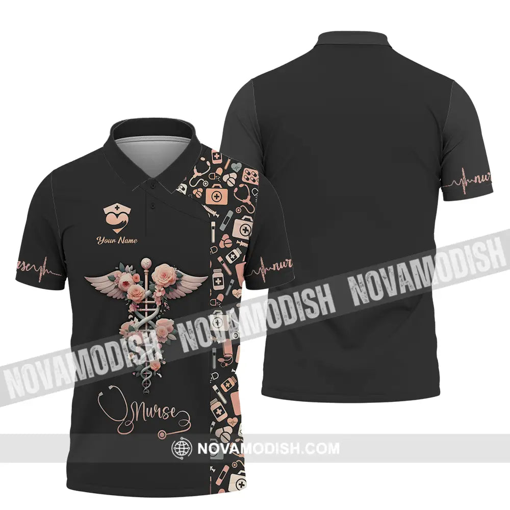 Unisex Shirt - Custom Text Shirt For Nurse Nurselife Nursing Polo Shirt / S T-shirt