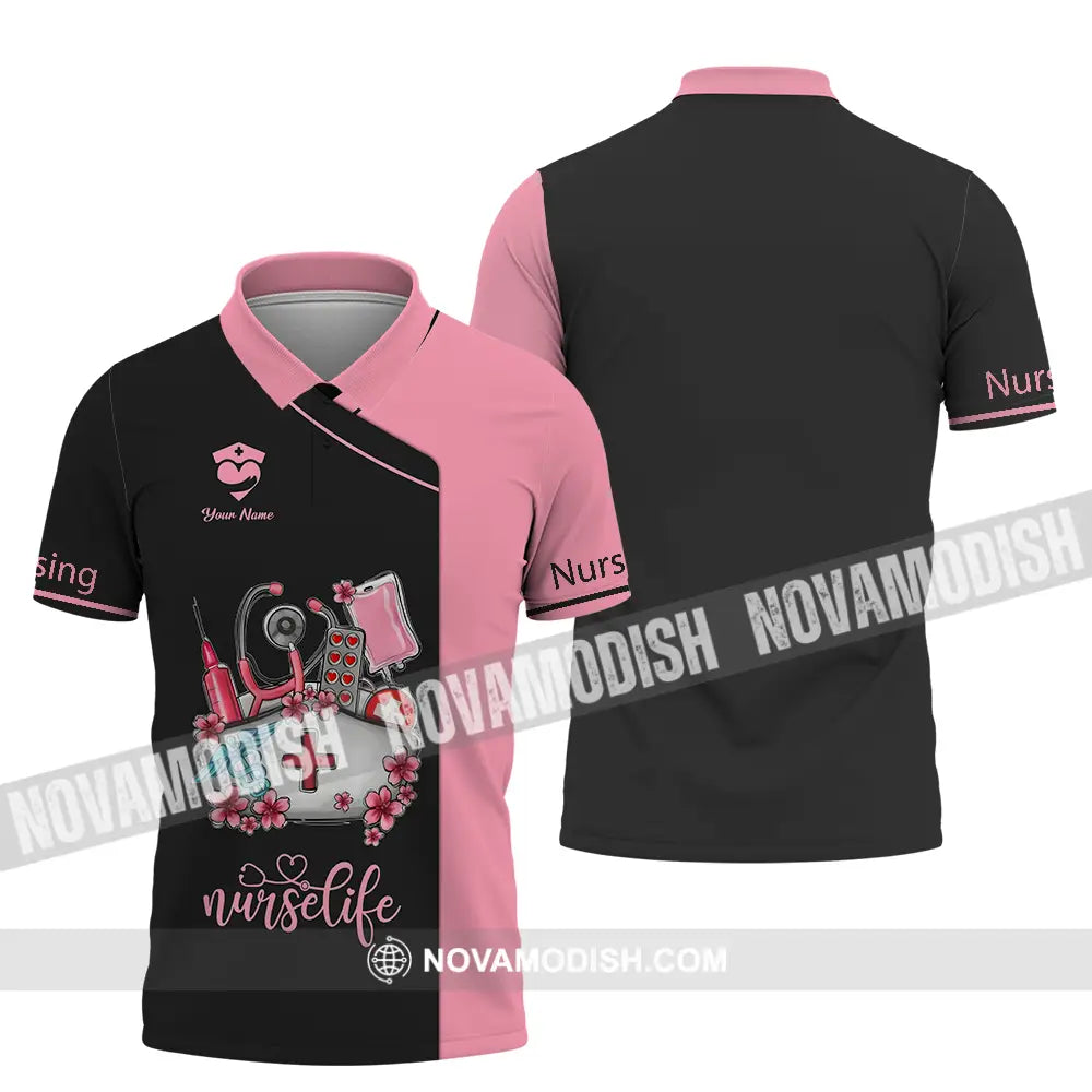 Unisex Shirt - Custom Text Shirt For Nurse Nurselife Nursing Polo Shirt / S T-shirt