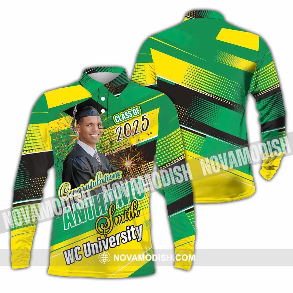 Unisex Shirt - Custom Text Shirt Graduation Shirt Long Sleeve Polo / S T-shirt