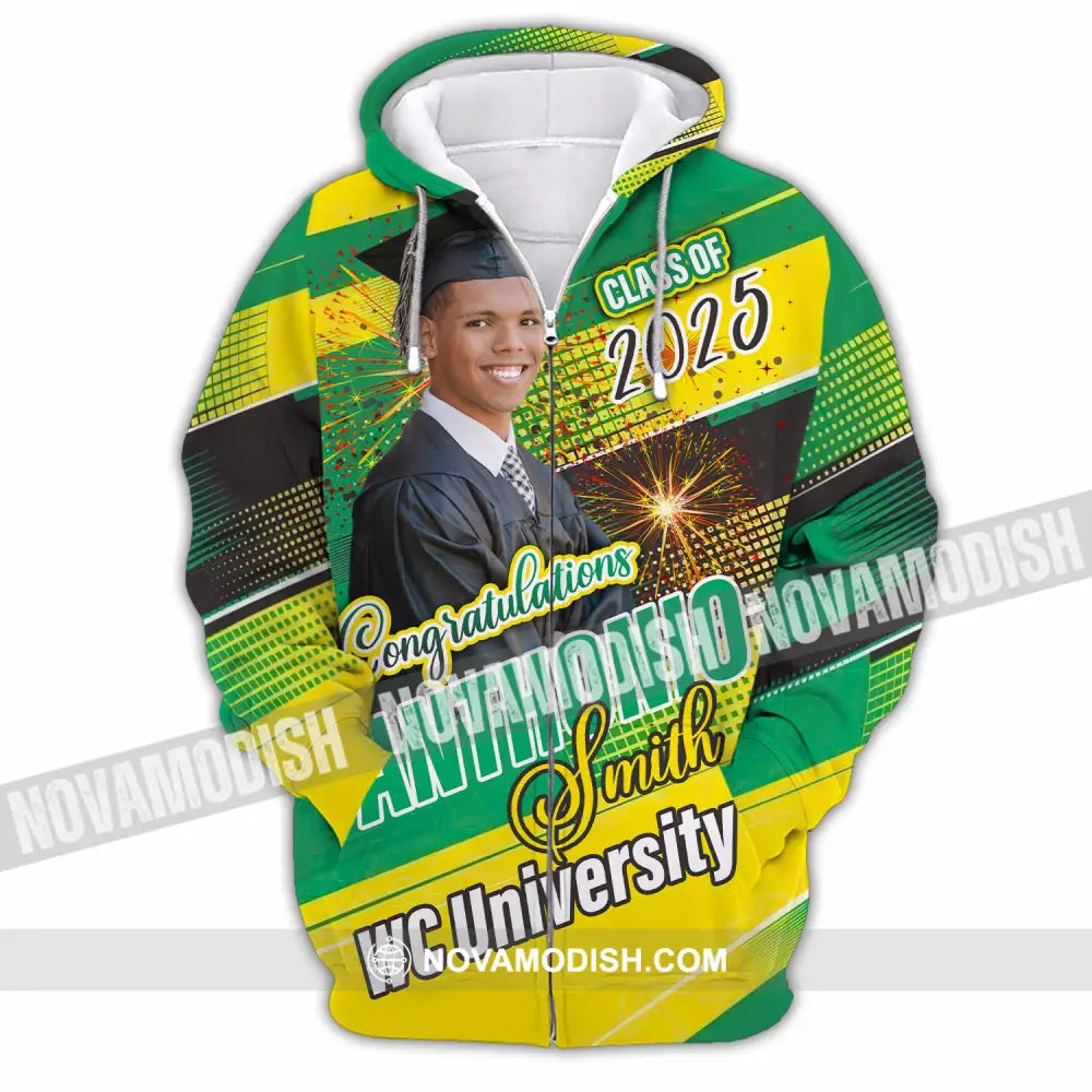 Unisex Shirt - Custom Text Shirt Graduation Shirt Zipper Hoodie / S T-shirt