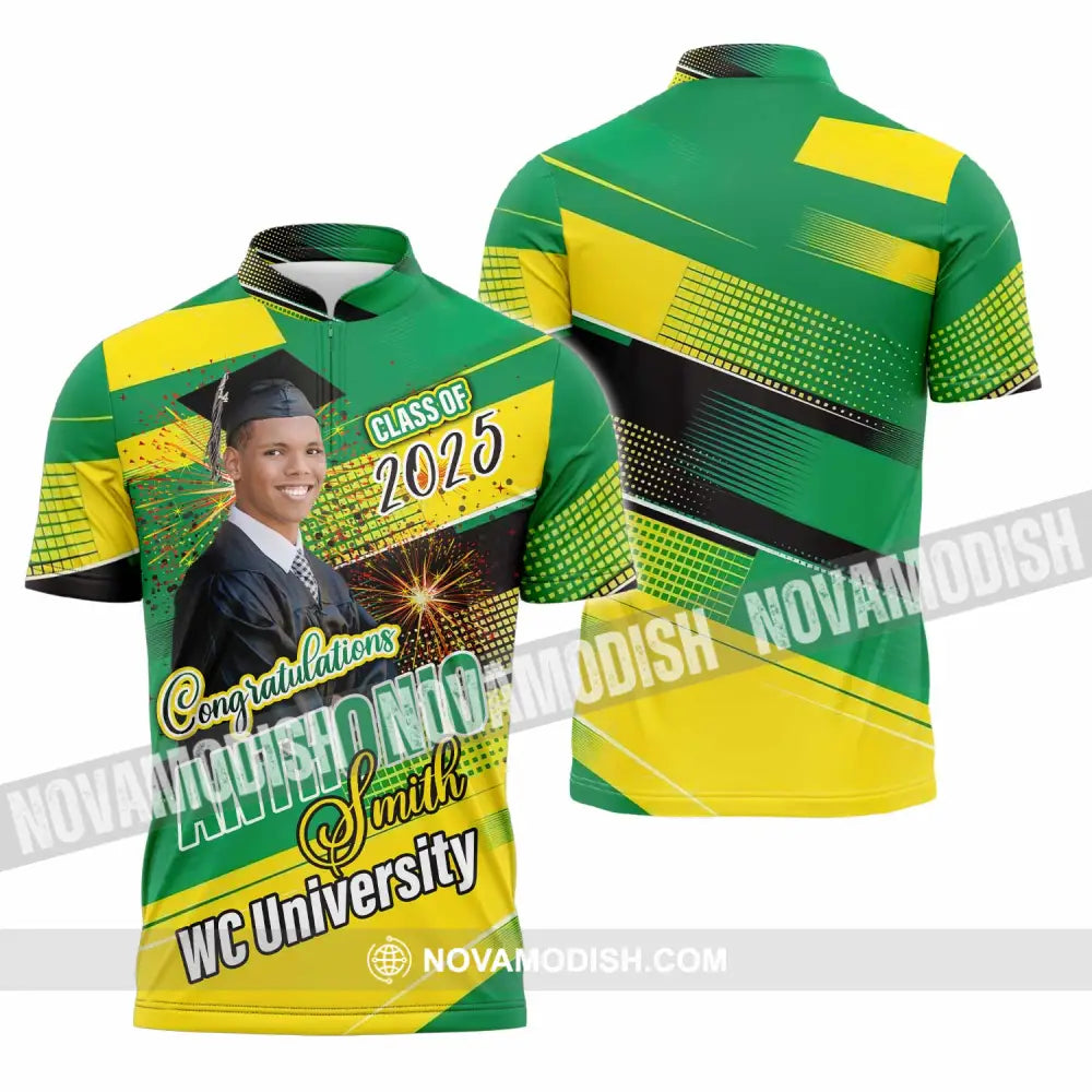 Unisex Shirt - Custom Text Shirt Graduation Shirt Zipper Polo Shirt / S T-shirt