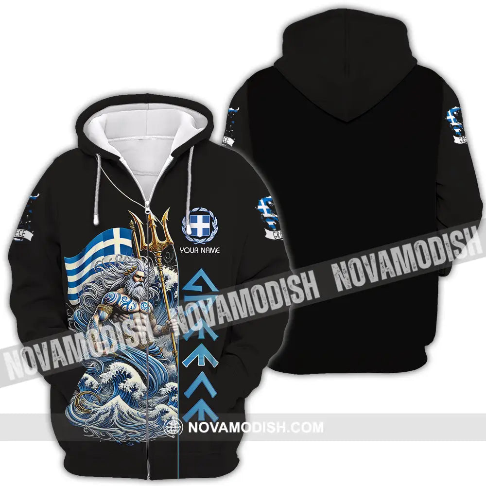 Unisex Shirt - Custom Text Shirt Greece Zipper Hoodie / S T-shirt