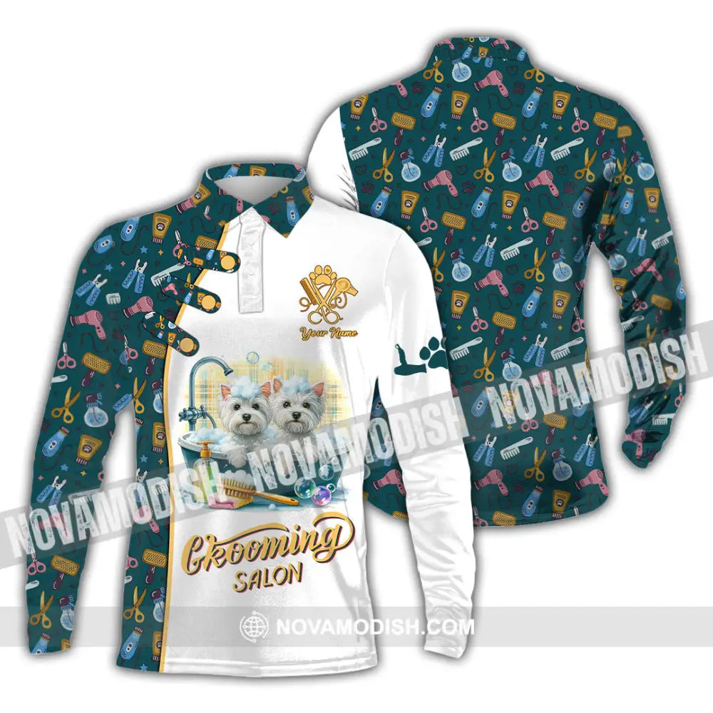 Unisex Shirt - Custom Text Shirt Groom Salon Shirt Long Sleeve Polo / S T-shirt