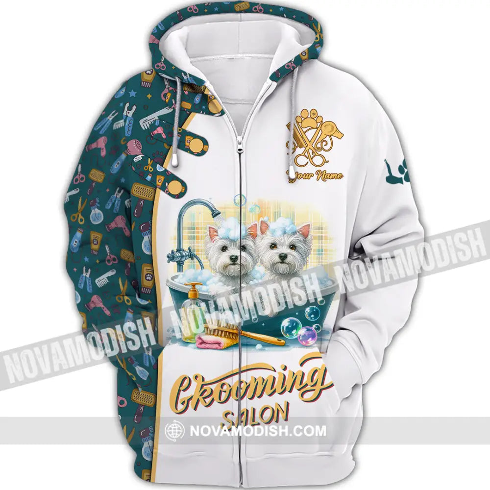 Unisex Shirt - Custom Text Shirt Groom Salon Shirt Zipper Hoodie / S T-shirt