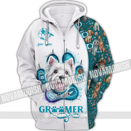 Unisex Shirt - Custom Text Shirt Groomer Shirt Zipper Hoodie / S T-shirt