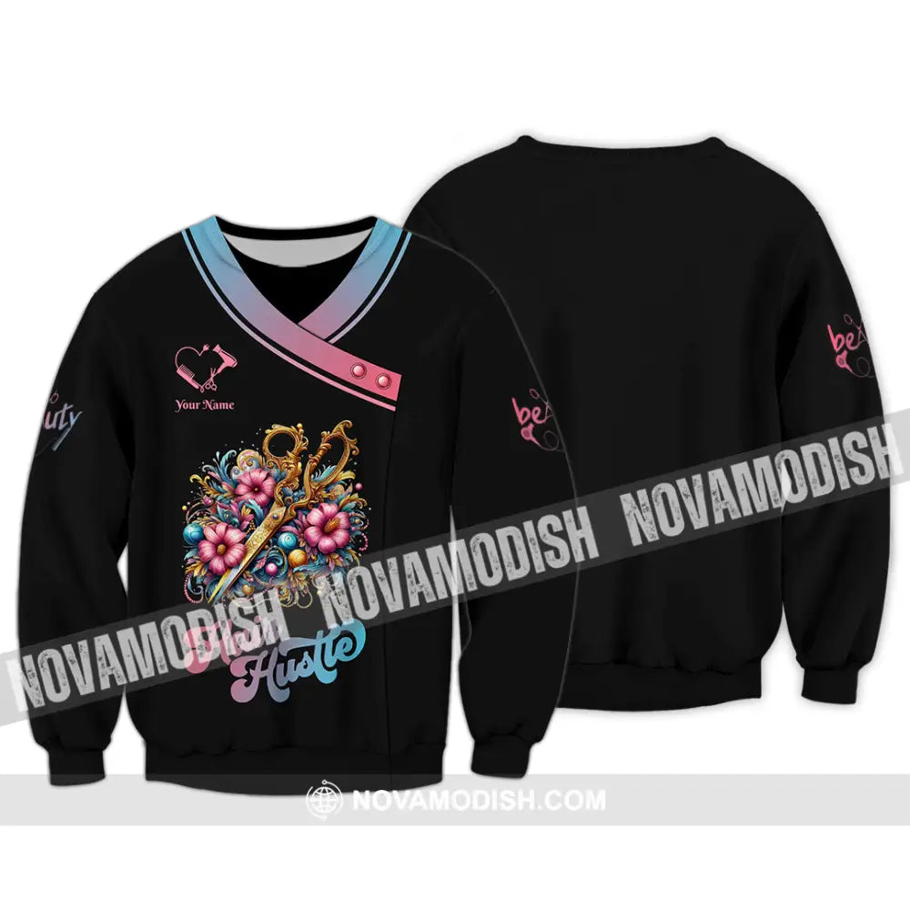 Unisex Shirt - Custom Text Hair Hustle Long Sleeve / S T-Shirt