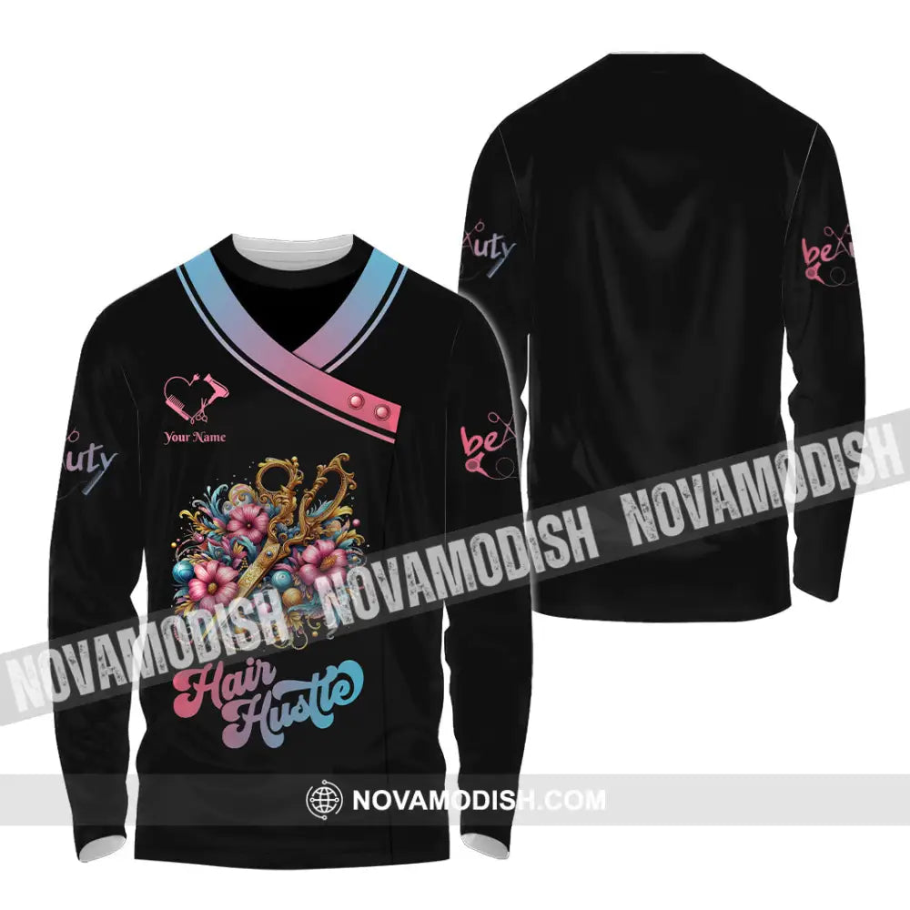 Unisex Shirt - Custom Text Hair Hustle Long Sleeve / S T-Shirt