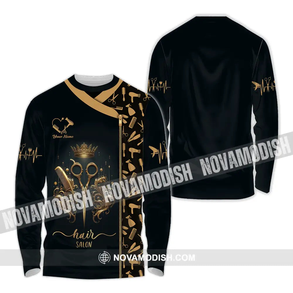 Unisex Shirt - Custom Text Hair Salon Long Sleeve / S T-Shirt