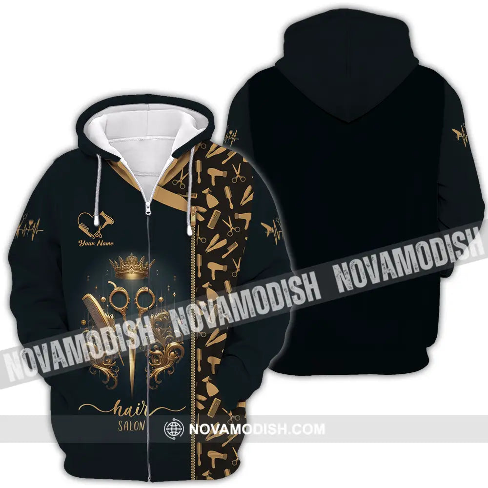Unisex Shirt - Custom Text Hair Salon Zipper Hoodie / S T-Shirt