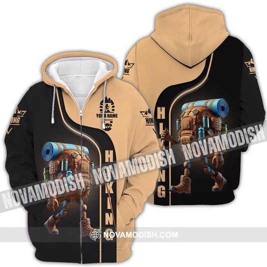 Unisex Shirt - Custom Text Shirt Hiking Zipper Hoodie / S T-shirt