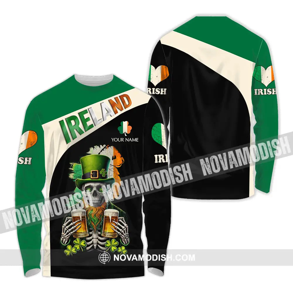 Unisex Shirt - Custom Text Ireland Long Sleeve / S T-Shirt