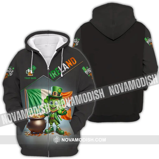 Unisex Shirt - Custom Text Ireland Zipper Hoodie / S T-Shirt