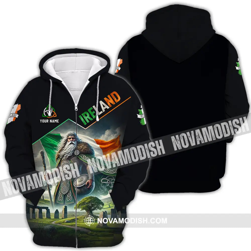 Unisex Shirt - Custom Text Shirt Ireland Zipper Hoodie / S T-shirt