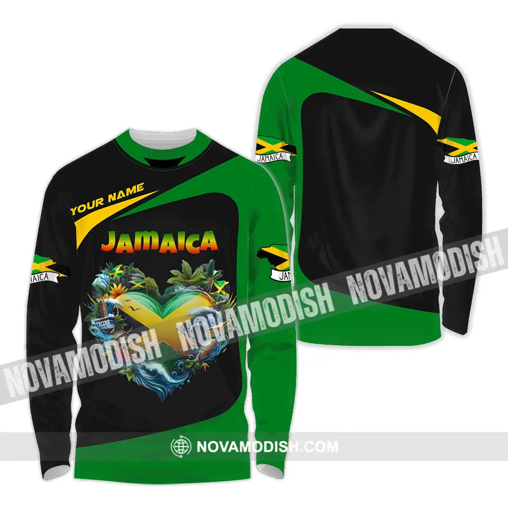 Unisex Shirt - Custom Text Shirt Jamaica Long Sleeve Shirt / S T-shirt