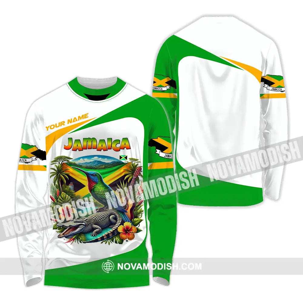 Unisex Shirt - Custom Text Shirt Jamaica Long Sleeve Shirt / S T-shirt