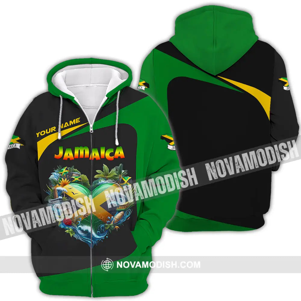 Unisex Shirt - Custom Text Shirt Jamaica Zipper Hoodie / S T-shirt