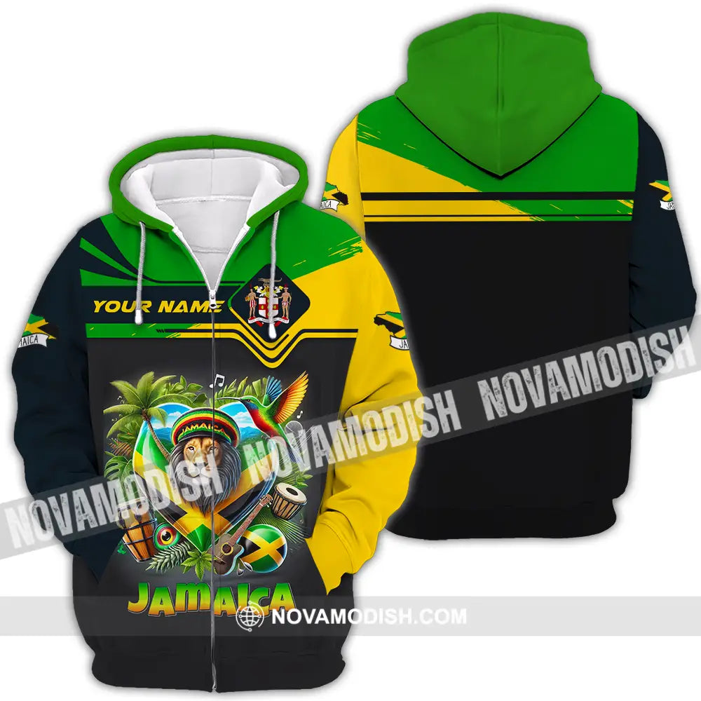 Unisex Shirt - Custom Text Shirt Jamaica Zipper Hoodie / S T-shirt