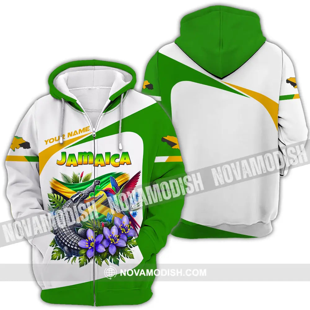 Unisex Shirt - Custom Text Shirt Jamaica Zipper Hoodie / S T-shirt