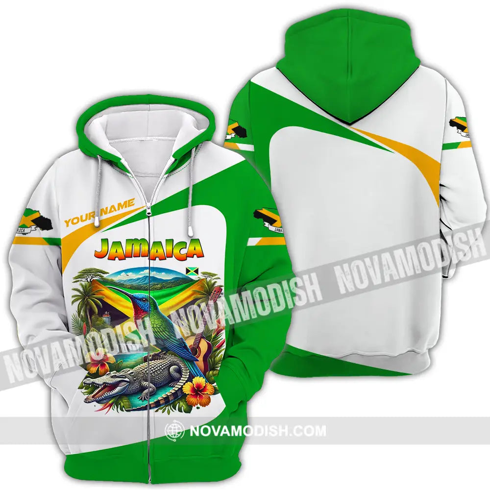 Unisex Shirt - Custom Text Shirt Jamaica Zipper Hoodie / S T-shirt