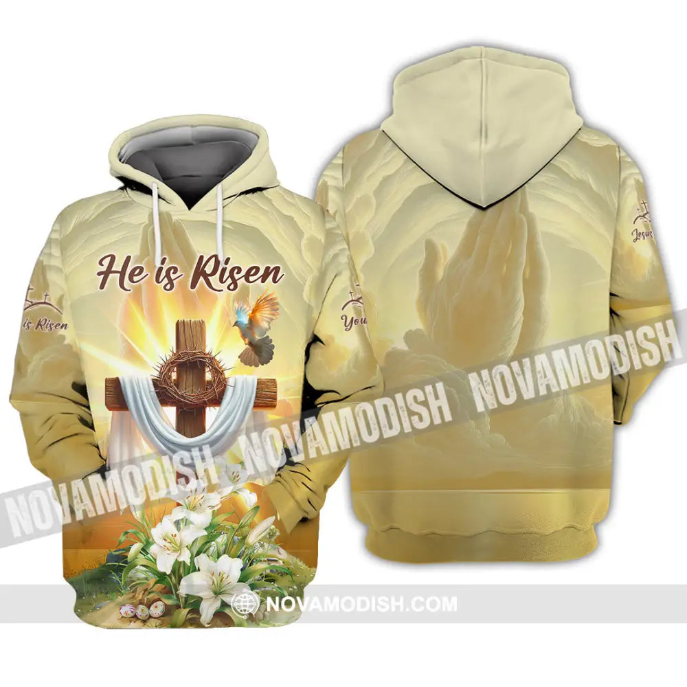 Unisex Shirt - Custom Text Jesus He Is Risen Hoodie / S T-Shirt