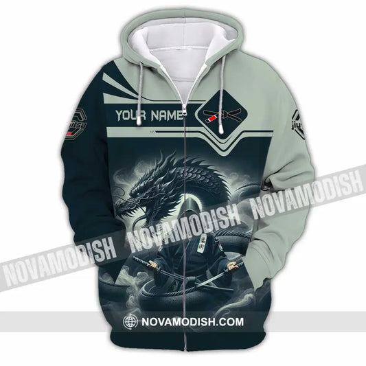 Unisex Shirt - Custom Text Shirt Jiu Jitsu Zipper Hoodie / S T-shirt