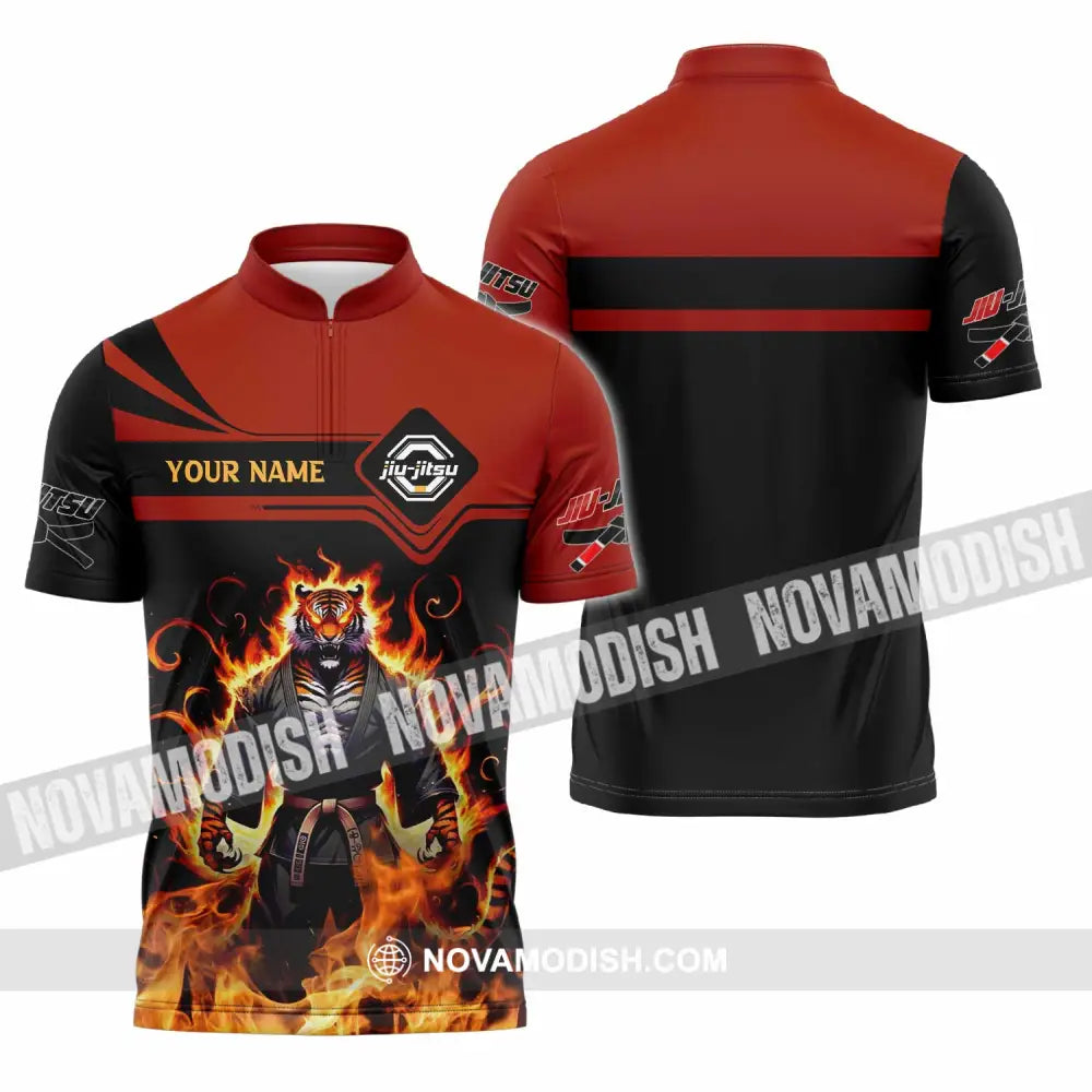 Unisex Shirt - Custom Text Shirt Jiu Jitsu Shirt Zipper Polo Shirt / S T-shirt