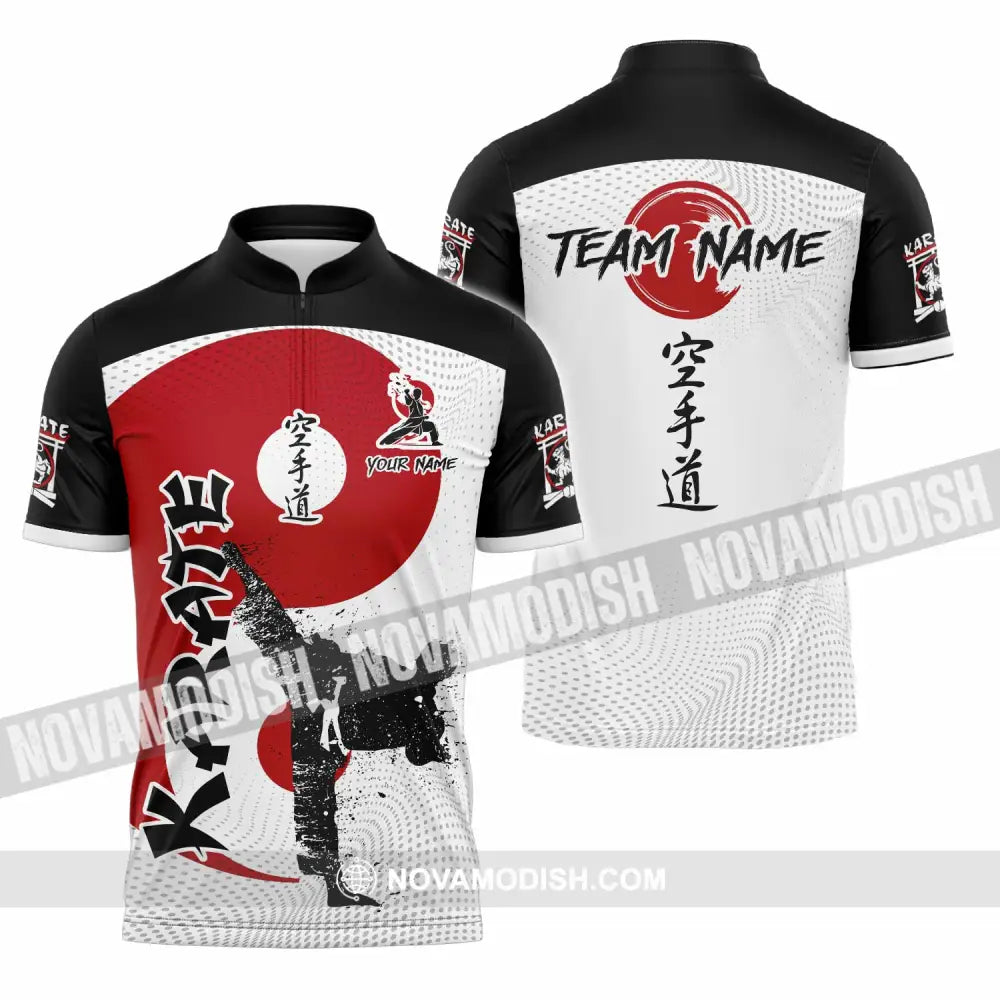 Unisex Shirt - Custom Text Shirt Karate Shirt Zipper Polo Shirt / S T-shirt