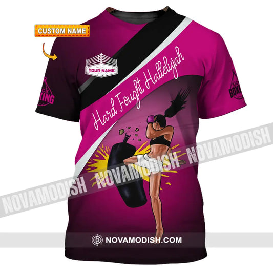 Unisex Shirt - Custom Text Kick Boxing Hard Fought Hallelujah T-Shirt