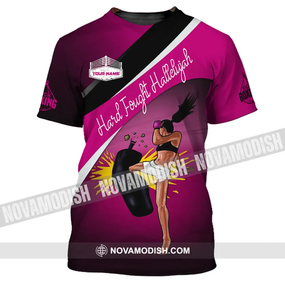 Unisex Shirt - Custom Text Kick Boxing Hard Fought Hallelujah T-Shirt / S T-Shirt