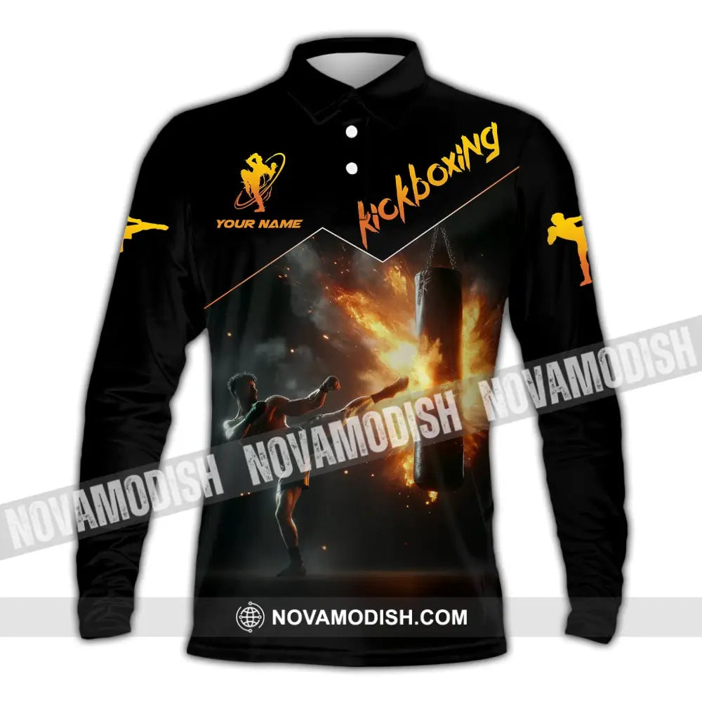 Unisex Shirt - Custom Text Kickboxing Long Sleeve Polo / S T-Shirt