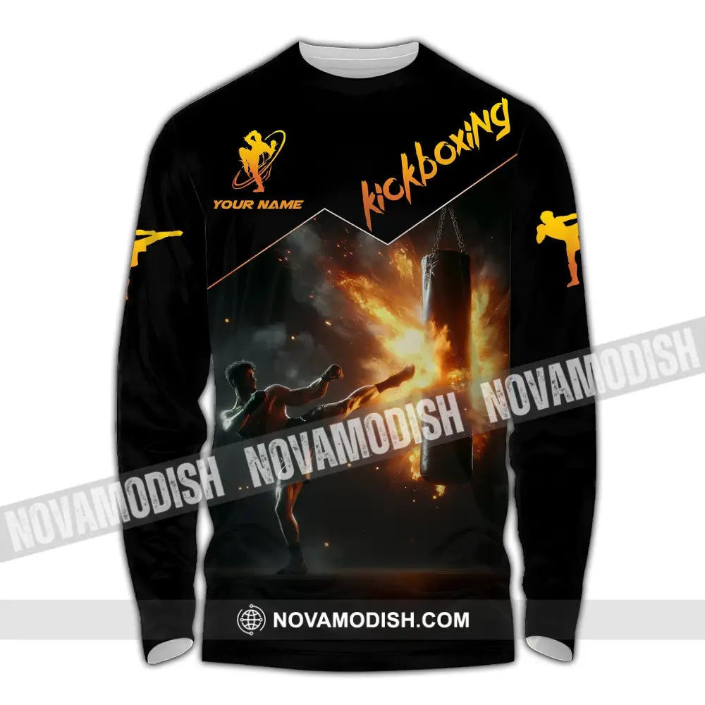 Unisex Shirt - Custom Text Kickboxing Long Sleeve / S T-Shirt
