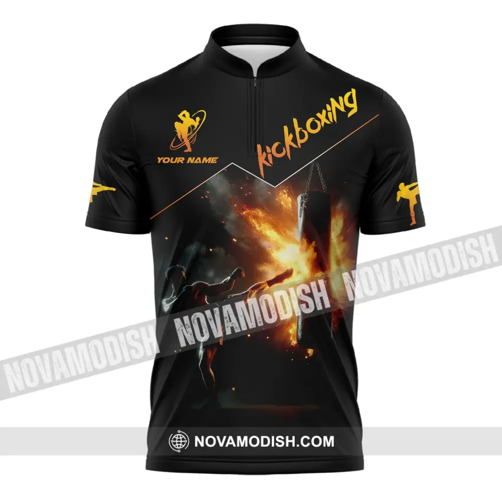 Unisex Shirt - Custom Text Kickboxing Zipper Polo / S T-Shirt