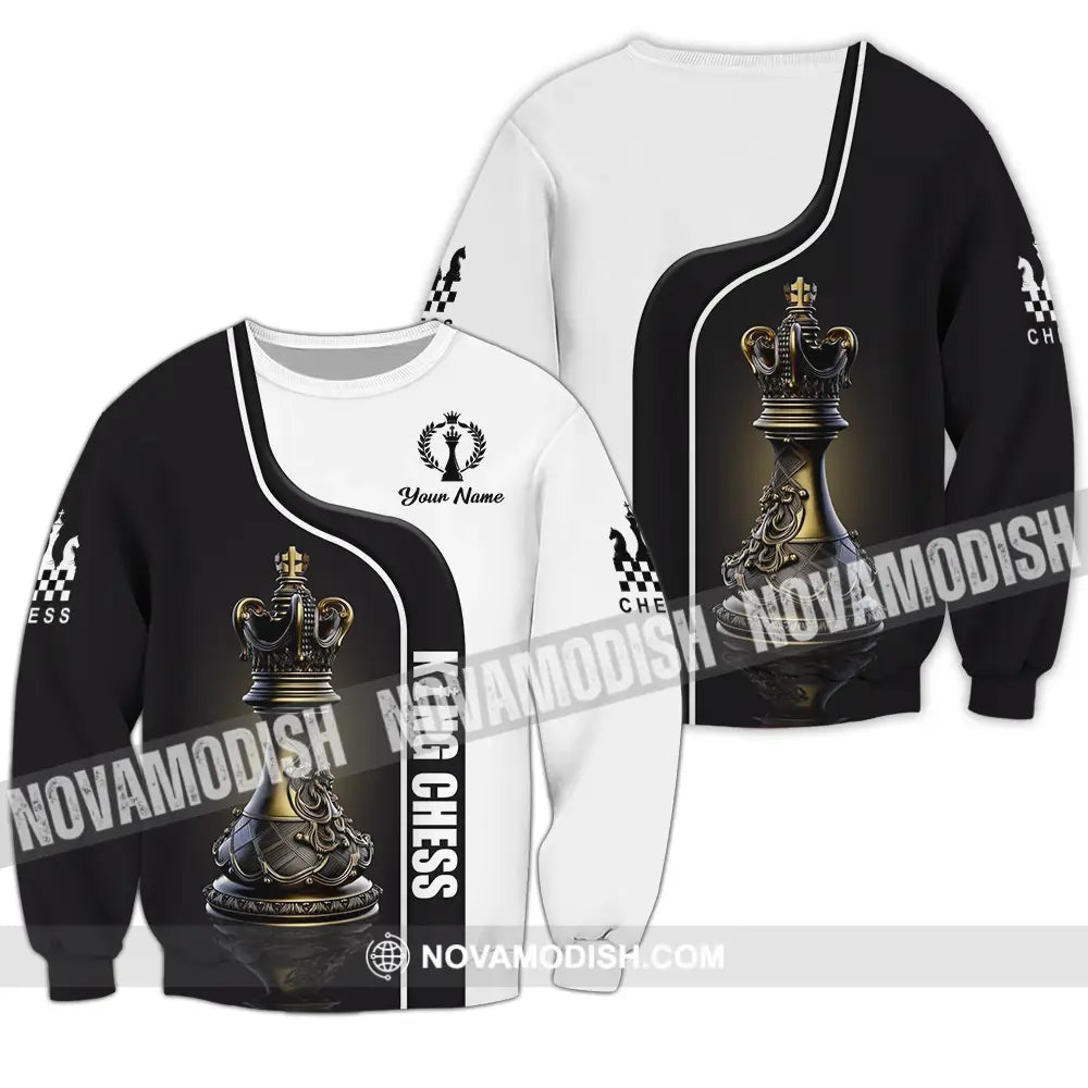 Unisex Shirt - Custom Text King Chess Long Sleeve / S T-Shirt