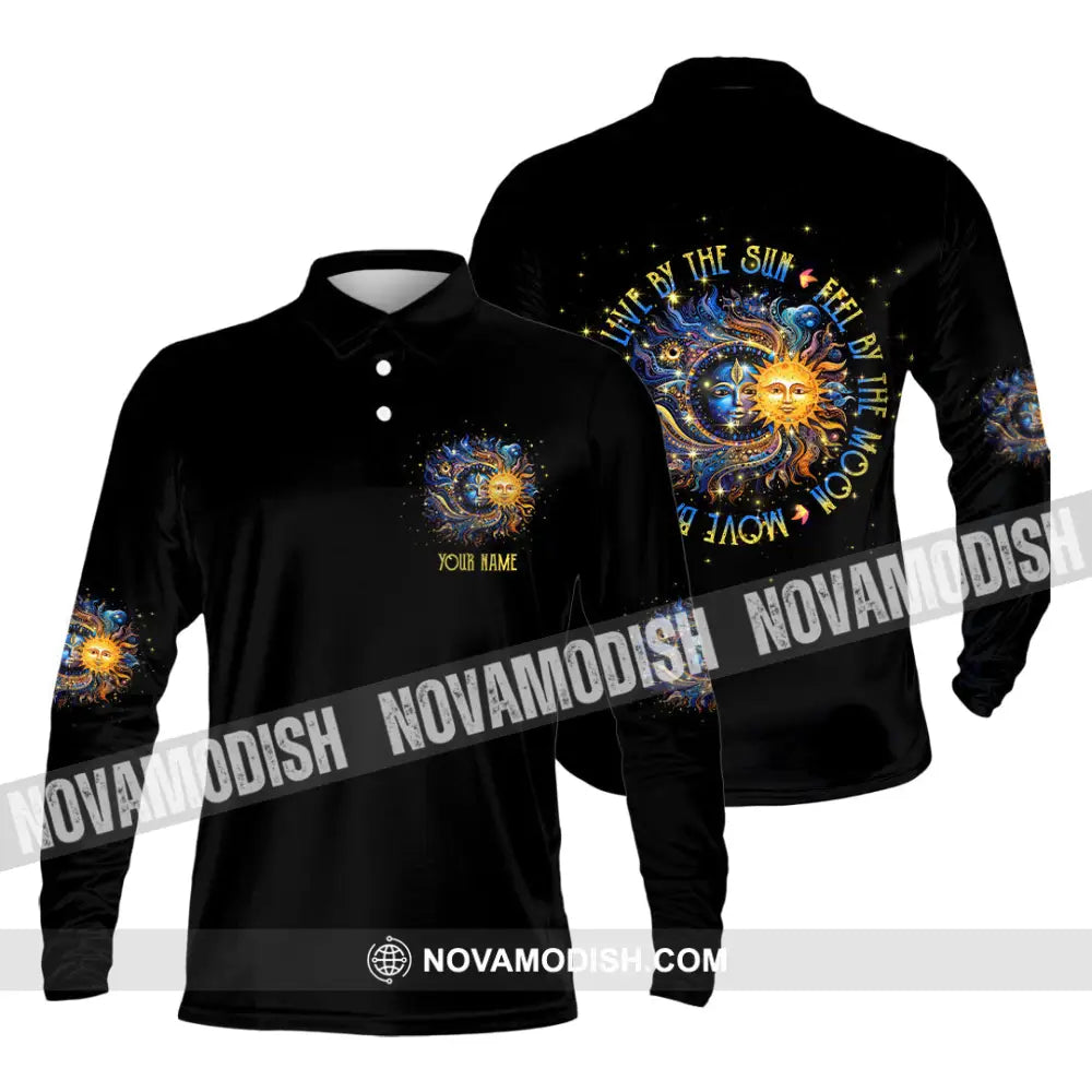 Unisex Shirt - Custom Text Shirt Live By The Sun Hippie Shirt Long Sleeve Polo / S T-shirt