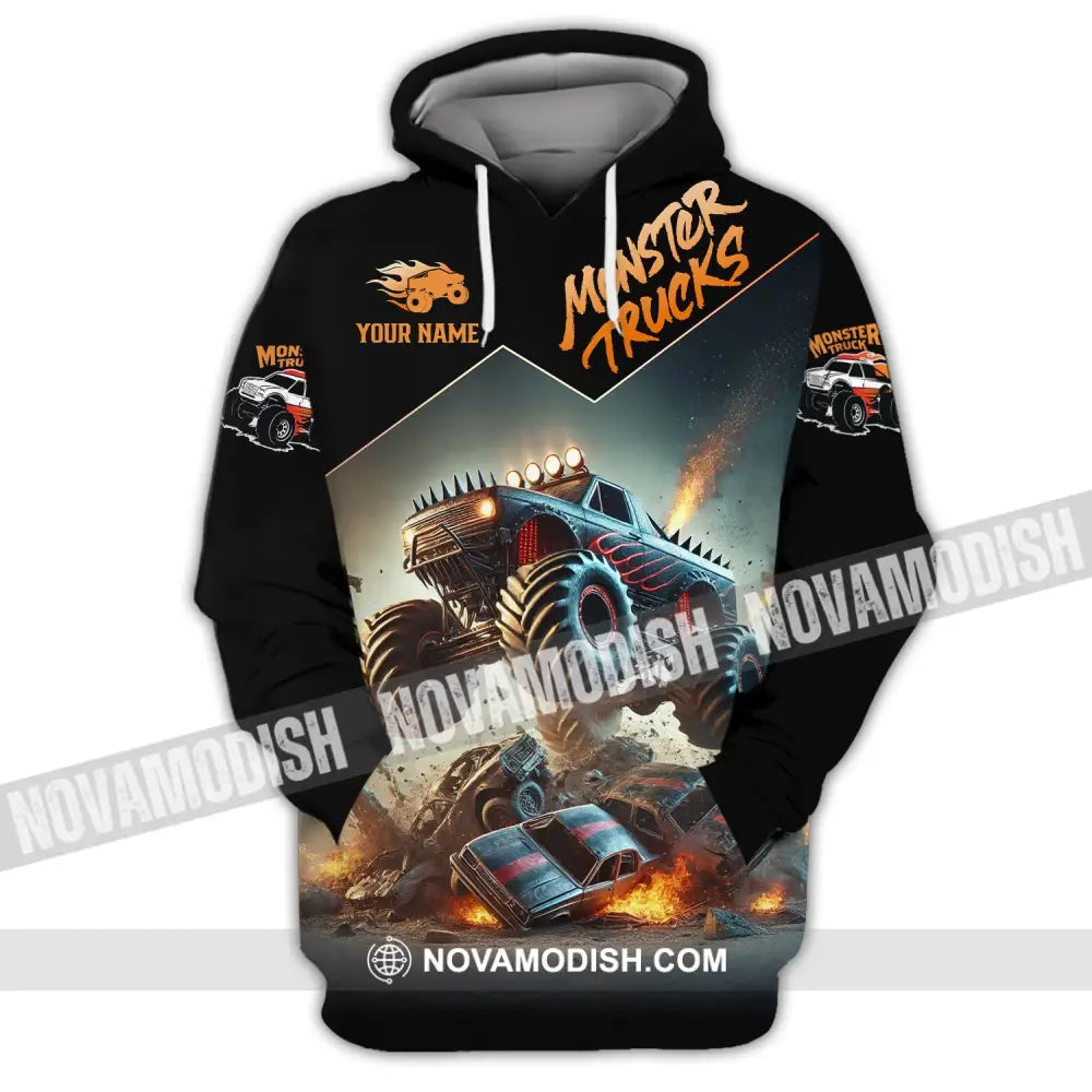 Unisex Shirt - Custom Text Monster Trucks Hoodie / S T-Shirt