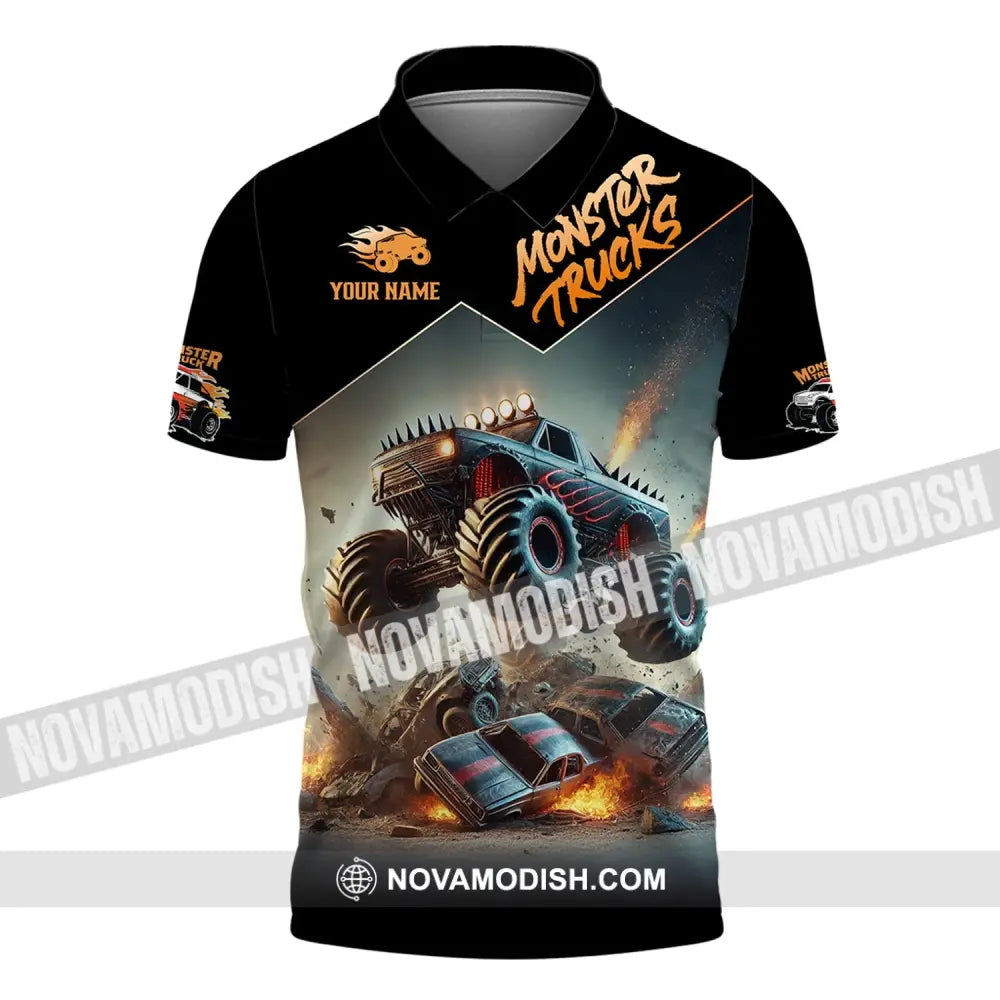 Unisex Shirt - Custom Text Monster Trucks Polo / S T-Shirt