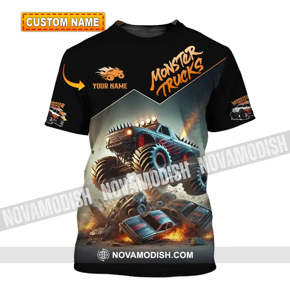 Unisex Shirt - Custom Text Monster Trucks T-Shirt