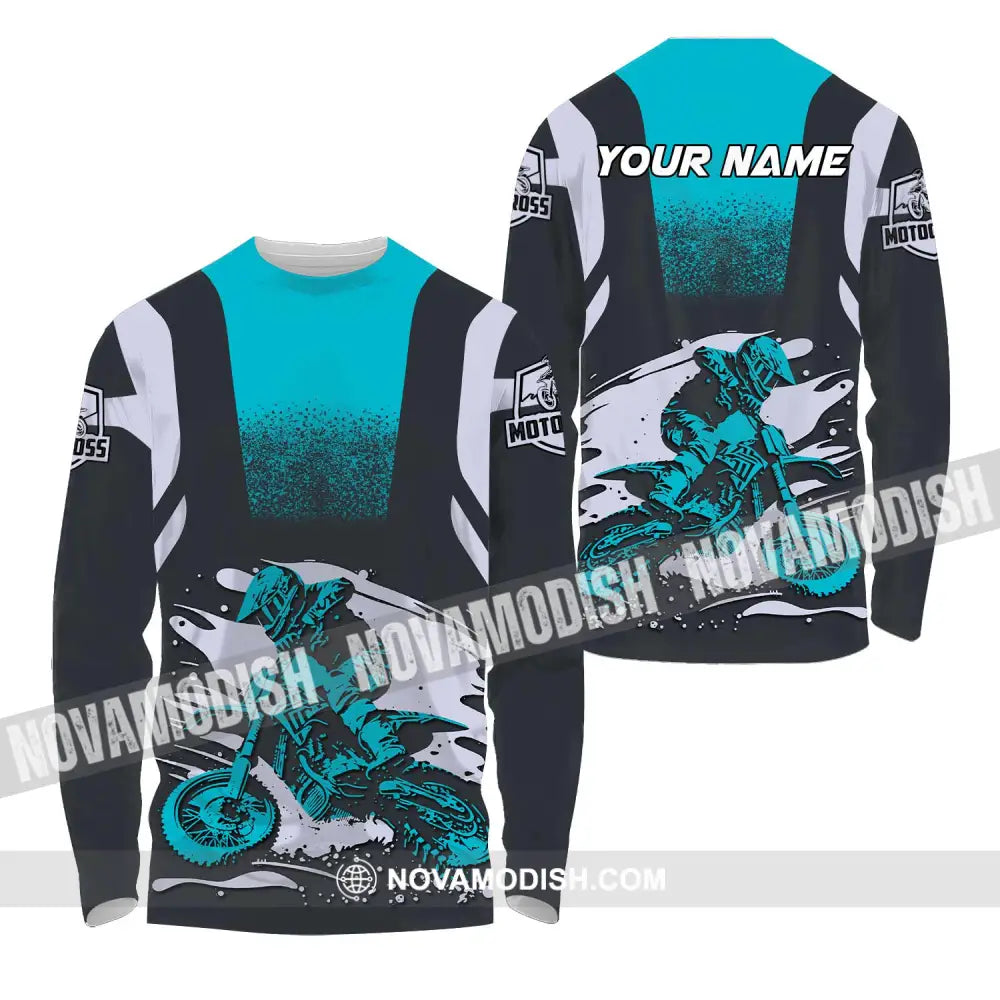 Unisex Shirt - Custom Text Motocross Sport Shirt Long Sleeve Shirt / S T-shirt